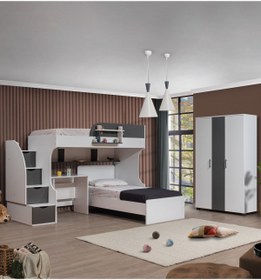 Resim Setay Ranza, Aura Ranza Karyola Masa 3 Kapılı Dolap, Beyaz Gri 