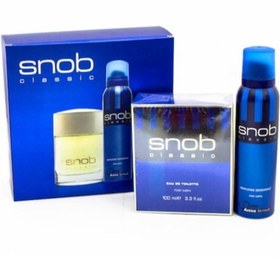 Resim Snob Mavi Klasik Erkek Parfüm Seti 100ml Edt + 150 ml Snop Deodorant 