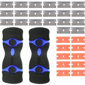 Resim Konesam 2'li Paket Çift Ağızlı Plastik Kazıyıcı, 30 Bıçaklı Cam, Zemin Ve Etiket Temizleme Aracı Mavi 