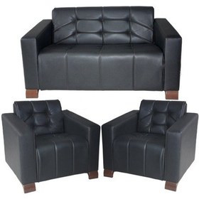 Resim İtalo Deri Kanepe Takımı Siyah 