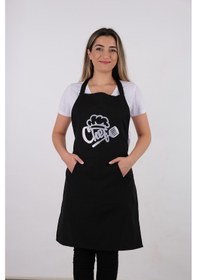 Resim Unisex Master Chef Kanguru Model Mutfak Önlüğü Siyah 