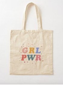 Resim Limon Wr - Girl Power Baskılı Ham Bez Omuz 