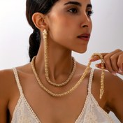 Resim 1 adet Vintage Kalın Yılan Zincir Kolye ve Küpe Seti, Çinko Alaşımlı, Günlük Kullanım veya Partiler için İdeal, Çok Yönlü Aksesuar|Üzerinde Duran Stil|Her Mevsim Modası 