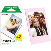 Resim Fujifilm Instax Mini 12 Makine Uyumlu 20'li Film ve Pembe Fotoğraf Çerçevesi 