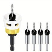 Resim 4'ü 1 Arada Havşa Matkap Ucu Seti, 6.25mm Şaft, Tungsten Çelik, 2.8mm 3.2mm 3.5mm 4.0mm, Sertleştirilmiş Alaşım, Altıgen Şaft, Ağaç İşleme Metal İşleme için 