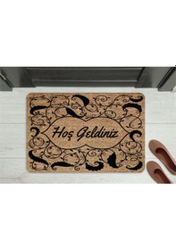 Resim Home Hoşgeldiniz Kelebek Dekoratif Çok Amaçlı Iç Ve Dış Kapı Paspası Gri 