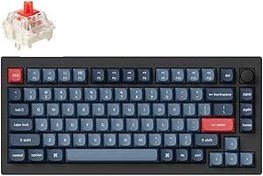 Resim Keychron V1 Max RGB TKL Mekanik Red Switch 2.4 GHz Kablosuz İngilizce Siyah Klavye 
