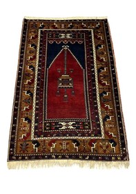 Resim El Dokuma Yahyalı Namazlık 105x160 Kök Boya Yün Seccade 