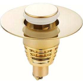 Resim Willowhaven Altın Lavabo Bathtub Dönüşüm Tıpası Bakır Gövdeli Basmalı Pop Up Süzgeç 