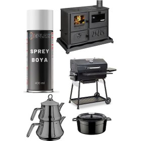 Resim Siyah Isıya Dayanıklı 600° Fırın Sprey Boyası 400 Ml. 