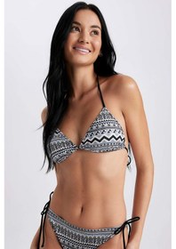 Resim Defacto Fall in Love Regular Fit Etnik Desenli Üçgen Bikini Üstü A0706AX23SMBK81 Siyah 