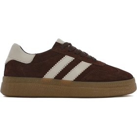 Resim Derimod Kadın Kahverengi Bağcıklı Kalın Tabanlı Süet Deri Sneaker 26PFD510310 