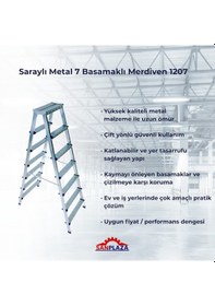 Resim Sanplaza Saraylı Metal 7 Basamaklı Çift Çıkışlı Merdiven 1207 7+7 