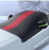 Resim Araç Ön Camı Kar Ve Antifriz Kalınlaştırılmış Araç Örtüsü, Boyut: Siyah Kırmızı Sedan 