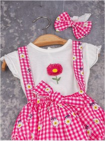 Resim Çiçek Işlemeli Bandanalı Kız Bebek Yazlık Romper 