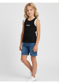 Resim Kız Cocuk Pamuklu Fitiili Crop Bluz-16763 Siyah Beyaz 