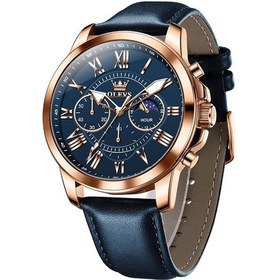 Resim Yingfu Olevs 3632 Erkekler Multifonksiyonlu Su Geçirmez Kuvars Saat Mavi Gül Altın Renkli/ Çok Renkli 