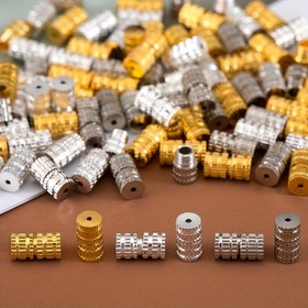 Resim 100 Adet Bakır Silindir Bağlantı Elemanları Tokaları - DIY Takı Yapımı, Bilezik Kolye Bağlantı Elemanları Aksesuarları için Kapalı Boncuk Uçlu Toka Vidaları 