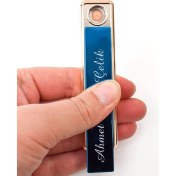 Resim Mobgift Kişiye Özel Elektronik/tungsten Tesla Çakmak Aşağı Kaydırmalı USB Şarjlı (Parlement Mavisi) 