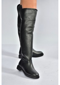 Resim Fox Shoes V973801009 Siyah Alçak Topuklu Diz Üstü Klasik Kadın Binici Çizme Siyah 