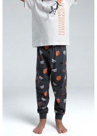 Resim Rolypoly Roly Poly Garson Erkek Çocuk Bisiklet Yaka Kısa Kollu Pijama Takım Beyaz 