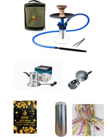 Resim luxurianthome Kefo Armadillo Çantalı Nargile Takımı Galvaniz Ocak 1kg Kefo Magma Rulo Folyo 50 Sipsi 