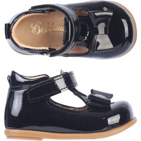 Resim Bebbini Angel-Siyah Fiyonklu Kız Çocuk İlk Adım Ayakkabı 