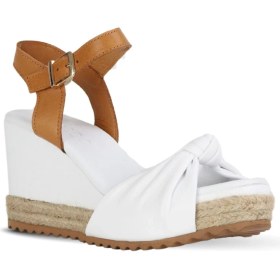 Resim Bueno Shoes Beyaz Taba Deri Kadın Dolgu Topuklu Sandalet 14WS72300 14WS72300 