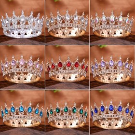 Resim 1 adet Barok Alaşım Rhinestone Yuvarlak Taç, Parlak Rhinestone Kraliçe Tiara, Doğum Günleri, Düğünler, Emeklilikler, Mezuniyetler ve Diğer Parti Süsleri - Fotoğraf Başlığı 