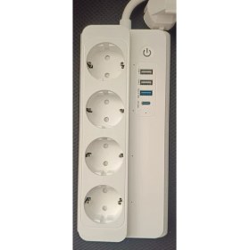 Resim Alexa ve Google Asistan Ile Uyumlu Çoklu Priz, Wifi Bağlantılı Akıllı Priz. 4 Soket, 3 Usb, 1 Usb-C, Akıllı Priz 