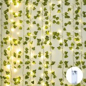 Resim 1 adet Majisu 20 LED Sarmal Yaprak Peri Işıkları - Yeşil Yapraklı Sıcak Sarı Ampuller ile İç Mekan Sarmal Yaprak Peri Işıkları, Oturma Odası, Yatak Odası, Mutfak Dekoru ve Şükran Günü Temalı Partiler için Mükemmel, İç Aydınlatma | Modern Tarz | Pil ile Çalışır, Sarmal Yaprak Peri Işıkları Dekoru 