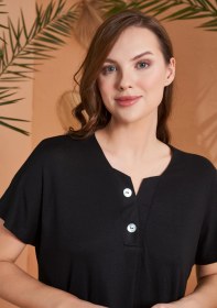 Resim Pjs Kadın Leopar Desenli V Yaka Kısa Kollu Kapri Rahat Pijama Takım Siyah 