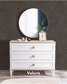 Resim Legna Modern Şifonyer Beyaz - Açık Ceviz 