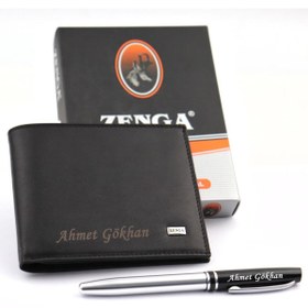 Resim Zenga Isme Kişiye Özel Siyah Klasik Deri Cüzdan Kalem Hediyeli!!! 