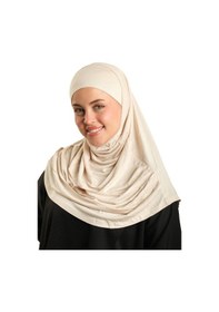Resim Hürrem Bone Bej Pratik Hazır Geçmeli Tesettür Eşarp Viskon Boneli Büyük Boy 1290bv 12 bej 