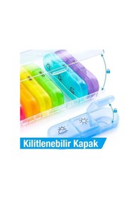 Resim Coofbe Haftalık İlaç Saklama Kutusu 21 Gözlü Kilitli Kapaklı Hap İlaç Vitamin Saklama Kutusu Kabı 