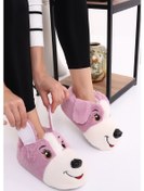 Resim Hayvanlı H10 Köpekli Kışlık Kadın Erkek Çocuk Ev İçi Panduf Lila 