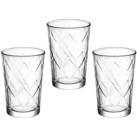 Resim Cam Su Ve Meşrubat Kahve Yanı Bardak Seti 3 Adet Mısafır Sunum 6,5x6,5x10cm 
