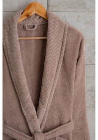 Resim Oznhome Krem-kahve Çift Kişilik 6 Parça Bornoz Seti Kahve-krem 