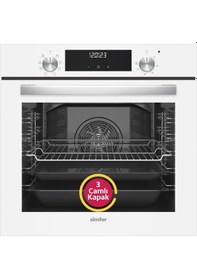 Resim Simfer 8209 9 Fonksiyon QS Beyaz Cam Ankastre Fırın Power Turbo Dijital 
