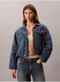 Resim Calvin Klein Jeans Lacivert Kadın Standart Denim Ceket LV047D725GYYA 