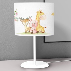 Resim instababyrooms Geyik Zürafa Desenli Çocuk Odası Dijital Baskılı Çocuk Odası Masaüstü Abajur Avize 