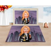 Resim Bk Gift Kişiye Özel Kadın Avukat Karikatürlü 1000 Parça Profesyonel Puzzle-1 