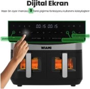 Resim Wiami Airfryer 9 Lt Çift Sepet Camlı Akıllı Yağsız Hava 