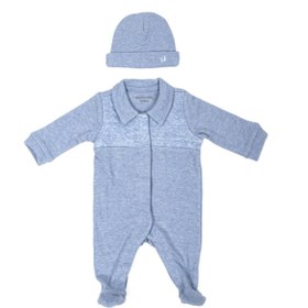 Resim POETREE KIDS Chevron Denim Blue Patikli Bebek Tulum 