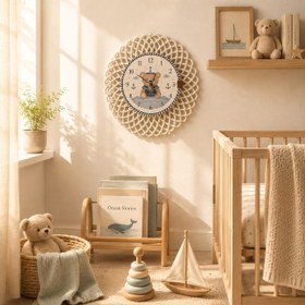Resim SEVİMLİ DENİZCİ AYICIK TEMALI ÇOCUK ODASI SAATİ 43 CM 