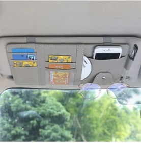 Resim Cbtx Araba Güneşlik Dekoratif Saklama Çantası Pu Deri Bill Gözlük Kartları Cd Tutucu Saklama Çantası Fermuarsız - Gri 