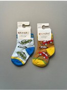 Resim Araba Desenli Erkek Bebek 2'li Soket Çorap Mavi 