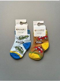 Resim Araba Desenli Erkek Bebek 2'li Soket Çorap Mavi 