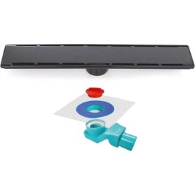 Resim Sukar Line 6 Siyah Plain 40CM Izgaralı Duş Kanalı 1156-1034000-31 Ve S Yalıtım Kiti 1002-0385023-12 